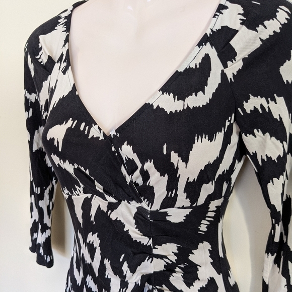 dvf Diane von Furstenberg capela faux wrap look dress black white Ikat - Picture 5 of 14